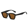 Vintage square sunglasses with matte black frames and dark amber lenses and gold accents - Standard (Incl. 13% VAT Invoice) / Standard - Black Frame with Solid Brown Lenses