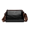 Fumddaishu oil wax leather crossbody bag in black and brown with floral pattern strap - Black