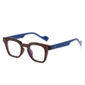 Monture de lunettes carrée rétro avec face écaille de tortue et branches bleu vif - Monture Léopard Branches Bleues