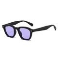 Retro square sunglasses with matte black frames and light purple transparent lenses - Standard (Incl. 13% VAT Invoice) / Standard (Incl. 13% VAT) Black Frame Purple Lenses