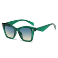 Green transparent cat-eye sunglasses for women with blue-yellow gradient lenses - Regular / Translucent Green Frame Blue Tea Lens