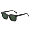 Retro square sunglasses with glossy black frames and dark green lenses for men and women - Regular / Black Frame Sunglasses with Dark Green Lenses
