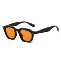 Retro square black frame sunglasses with vibrant orange lenses and gold metal accents - Standard (Incl. 13% VAT Invoice) / Regular (Incl. 13% VAT) Black Frame with Orange Lenses