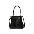 Sac docteur rétro noir avec fermoir métallique et surpiqûres contrastées - Noir