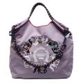 Borsa tote in Oxford viola con ricamo equestre e manici in corda intrecciata - Viola
