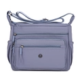 Bolso bandolera de nailon azul lavanda con múltiples bolsillos y correa ajustable cómoda - Azul