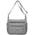 Sac à bandoulière en nylon gris de grande capacité avec poches et sangle réglable - Gris