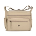 Bolso bandolera de nailon caqui con múltiples bolsillos con cremallera y correa ajustable - Caqui
