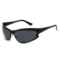 Occhiali da sole sportivi cat eye neri con lenti grigie e design aerodinamico - Montatura Nera Pura Lente Grigia (C1)