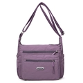 Sac bandoulière polyvalent en nylon violet avec grande capacité et multiples zips - Violet