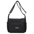 Versatile black nylon crossbody bag with multiple pockets and adjustable shoulder strap - Black