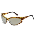 Cat eye sports sunglasses with giraffe pattern frame and silver mirrored lenses - Regular / C5 Yellow Leopard Print Frame with Gold Mirror Lenses (Inc. 13% VAT)