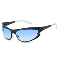Y2K sporty cat eye sunglasses with blue gradient lenses and blue marble frame - Regular / C7 Black Patterned Frame with Gradient Blue Lenses (Inc. 13% VAT)