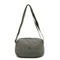 Olive green casual dumpling bag in lightweight nylon with adjustable wide shoulder strap - Green