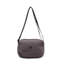 Taupe dumpling crossbody bag in durable textured fabric with adjustable strap - Gray