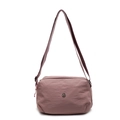 Minimalist nylon dumpling crossbody bag in dusty rose pink with adjustable strap - Pink
