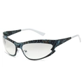 Y2K sporty wrap-around sunglasses with blue camouflage frame and white temple tips - Regular / C10 Blue Patterned Frame with Gradient Silver Mirror Lenses (Inc. 13% VAT)