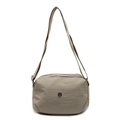 Minimalist light khaki nylon dumpling bag with adjustable wide strap and metal logo - Khaki