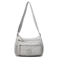Borsa a tracolla in nylon grigio chiaro impermeabile con zip e tracolla regolabile - Grigio