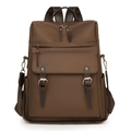 Sac à dos mode marron foncé pour ordinateur 14 pouces avec détails dorés pour femme - Marron