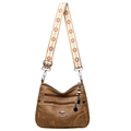 Sac fourre-tout marron rétro à fermetures éclair multiples et bandoulière jacquard - Marron