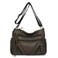 Sac bandoulière rétro bronze avec plusieurs poches zippées et sangle ajustable - Bronze Lavé