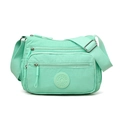 Waterproof mint green nylon crossbody bag with multiple zip pockets and adjustable strap - Green
