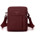 Borsa a tracolla minimalista bordeaux in tela per uomo con scomparti multipli - Rosso Scuro
