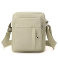 Borsa a tracolla minimalista in tela verde erba con tasche multiple e cinturino - Cachi