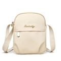 Mini nylon phone crossbody bag in cream beige with adjustable strap and gold metal hardware - Off White