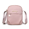 Pink lightweight nylon crossbody phone bag with gold Danbaoly logo and adjustable strap - Taro Purple