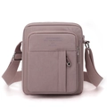 Minimalist dusty pink canvas crossbody bag for men with multi-zipper compartments - Purple