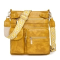 Borsa a tracolla in pelle PU gialla con ampia tracolla geometrica e dettagli dorati - Giallo Limone