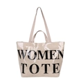 Moderne dubbellaagse tote bag met transparant PVC en Women Tote opdruk - Khaki