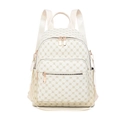 Sac à dos chic en similicuir blanc crème avec motif logo et ferrures dorées - Blanc Cassé