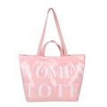 Borsa tote rosa lucida con stampa Women Tote bianca e tracolla regolabile - Rosa