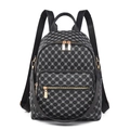 Sac à dos noir minimaliste avec motif trèfle blanc et fermetures éclair rose doré - Noir