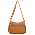 Sac bandoulière en nylon jaune gingembre avec poches zippées et bandoulière large - Orange