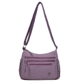 Sac bandoulière minimaliste en nylon violet avec plusieurs poches et sangle réglable - Violet