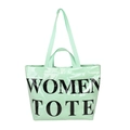 Borsa tote verde menta lucida con scritta Women Tote e design a doppio manico - verde chiaro