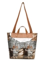 Kontrastreiche Tragetasche mit Denim-Druck und LIGHT FASHION Schriftzug inkl. Gurt - 28*15*30cm / Grau