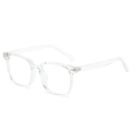 Transparent square PC eyeglasses frame with lightweight design and minimalist metal hinges - Transparent Frame