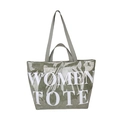 Olive green large tote bag with WOMEN TOTE print and dual handles for women - Green