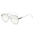Classic aviator sunglasses with silver and black metal frame in 45-degree side view - Silver Frame Light Mercury