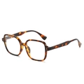 Montatura occhiali quadrata classica tartarugata con rivetti dorati e design elegante - Stampa leopardata