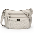 Borsa a tracolla grigio chiaro trapuntata con logo S sport in metallo e tracolla regolabile - Grigio