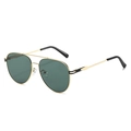 Gafas de sol de aviador clásicas en metal dorado con lentes verde oscuro y puente doble - Montura Dorada Lentes Verde Oscuro