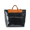 Sac fourre-tout rétro en papier Tyvek noir brillant avec poignées orange Light Fashion - Noir