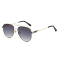 Gafas de sol aviador clásicas con montura de metal dorado y lentes grises degradadas de lado - Marco Dorado Lentes Grises Degradadas