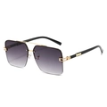 Vintage rimless square sunglasses featuring purple gradient lenses and gold double-bridge - Regular / Gold Frame Gradient Gray Lens